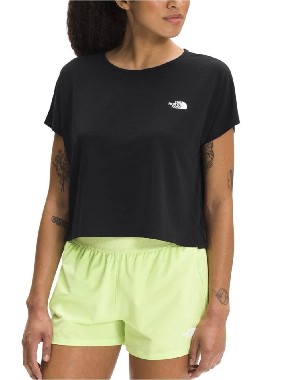 The North Face Wonder Cross Back Women's Black Crop Active Tee Size small